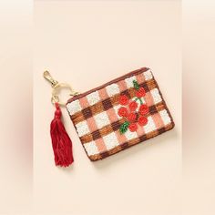 Anthropologie Beaded Coin Purse-Picnic Edition Hand Embroidery, Wallets, Anthropologie Bag, Anthropologie Bags, Cute Design, Brown Orange, Red Brown, Beaded Embroidery, Cute Designs