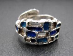 Great little sterling silver and blue enamel modernist small ring from David Andersen, designer Karl Jorgen Otteren. Depth is 1/2".Excellent original condition, signed! Small Ring, Enamel Ring, Small Rings, Silver Enamel, Ring Size 7, Rings Statement, Statement Rings, Jewelry Rings, Ring Size