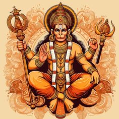 the hindu god sitting in lotus position with two hands up