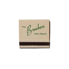 the breakers palm beach matchbox is white with brown trim and green lettering