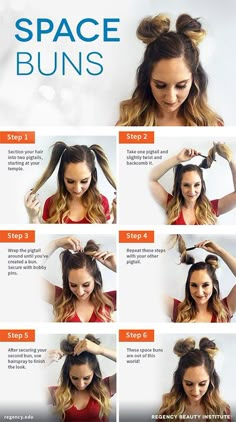 Space bun tutorial: hacks tips and tricks to get perfect double buns Rave Buns Hair, Panda Ears Hairstyle, Panda Buns Hairstyles, Festival Buns Hairstyles, Half Up Space Buns Tutorial, Bear Buns Hairstyle, How To Do Pigtail Buns, Bear Ear Hairstyle, Half Up Half Down Space Buns Tutorial