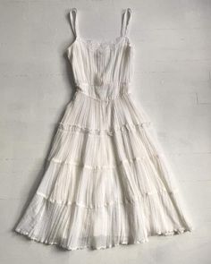 White Flowy Dresses, White Sundress Aesthetic, White Breezy Flowy Sundress, Flowy White Dress, White Sun Dress, Sun Dress, Flowy Dress Aesthetic, Vintage White Cotton Sundress, Vintage White Sleeveless Sundress