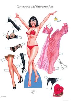 Dover Publications, Pin Doll, Bettie Page, Pin Up Art, Vintage Pinup, Paper Toys