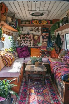 a living room filled with lots of colorful furniture