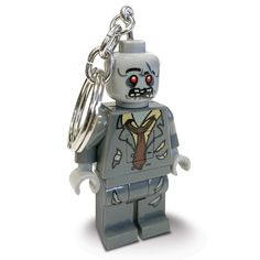 a lego figure is holding a key chain