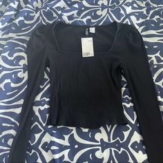 H&M Black Long Sleeve Top H&m Long Sleeve, Trendy Fitted H&m Tops, Trendy H&m Tops For Night Out, Cheap H&m Long Sleeve Tops, H&m Tops For Night Out In Fall, Fitted H&m Tops For Night Out, Fitted H&m Tops For Fall, H&m Fitted Tops For Night Out, H&m Long Sleeve Solid Color Top