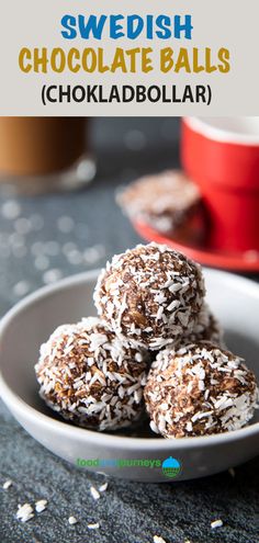 chocolate balls with sprinkles in a white bowl