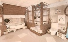 an artistic rendering of a bathroom in white and brown