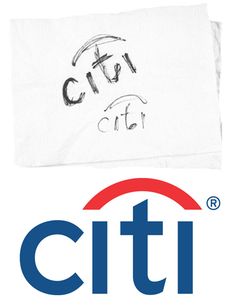 a piece of paper with the word citi written on it