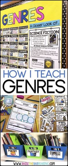 how i teach genries in the classroom with pictures and text on top of it