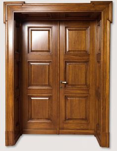 an open wooden door with two side panels on the front and side panel at the top