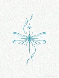 a drawing of a blue dragonfly sitting on top of a white paper background with the word