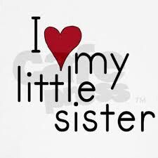 the words i love my little sister are in black and white with a red heart