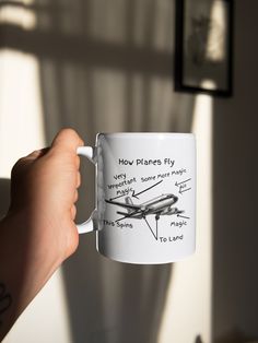 Welcome to our Etsy shop, where we celebrate the wonder of aviation and the thrill of flight! Introducing our captivating "How Planes Fly" Pilot mug, a perfect gift for the aviation enthusiast in your life, whether it's a special someone, a beloved father, or a cherished friend. Crafted with care and attention to detail, our ceramic mug features a sleek design adorned with aviation-inspired elements. Imagine the excitement of gifting this mug, adorned with a charming depiction of an aircraft in Pilots Aviation, Pilot Gifts, Birthday Surprise, Fathers Day Gifts, Mens Gifts, The Dreamers, Gifts For Him, Fathers Day, Coffee Mugs