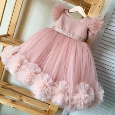 Ruffle Flower Girl Dress, Birthday Gowns, Pink Flower Girl, Pink Tulle Dress, Pink Flower Girl Dresses, First Birthday Dresses, Kids Party Dresses, Tulle Flower Girl, Girls Pageant Dresses