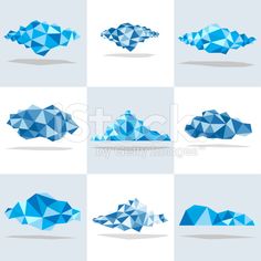 an image of blue icebergs in different shapes