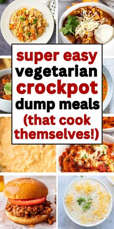 simple vegetarian meal plan Vegetarian Crockpot Meals Healthy, Crock Pot Meals Vegetarian, Crock Pot Vegetarian Meals, Meatless Crock Pot Meals, Veggie Crockpot Meals, Easy Crockpot Recipes Vegetarian, Crockpot Dinner Recipes Vegetarian, Crockpot Recipe Vegetarian, Dinner Ideas Veggie Vegetarian Recipes