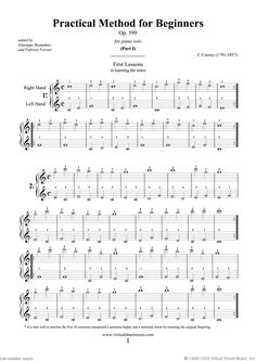 sheet music with the words practical method for beginners