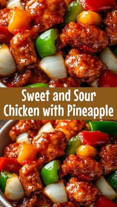 sweet and sour chicken with pineapple is an easy dinner recipe that's ready in under 30 minutes