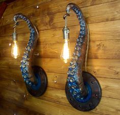 Pair of Copper Green Tentacle Lamps - Etsy Jack Daniels Lamp, Handcrafted Lamp, Green Lamp, Accent Lamps, Hp Lovecraft, Metal Lamp, Green Copper, Accent Lighting, Gothic House