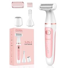 PHORRA Electric Razors for Women, 3 in 1 Hair Removal for Women, Shaver & Bikini Trimmer, Facial Hair Remover for Eyebrow, Face, Legs, Underarm, Pubic Hairs, Wet Dry Use IPX7 Waterproof Razors For Women, Electric Razor, Electric Shaver, Hair Removal, Reusable Water Bottle, Facial, Water Bottle, Electricity, For Women