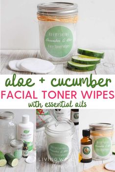 Make these simple 4-ingredient DIY facial toner pads with cucumber, witch hazel, aloe vera and essential oils for soothing and calming skin, moisturizing and more natural benefits for all skin types. #naturalskincare #diyfacecareroutine #essentialoils #naturalbeauty #cucumberskin Homemade Face Toner, Toner Pads, Diy Facial, Homemade Face, 4 Ingredient, Toner For Face, Facial Toner, Witch Hazel