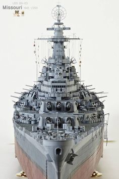 a model of a large battleship on display