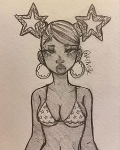 a drawing of a woman with stars on her head