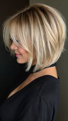 Discover the ultimate guide to women bob hairstyles in our latest blog post Whether you're looking to refresh your look with a chic short bob or a trendy long bob we've got you covered Explore stylish options like layered bobs choppy textures and curly finishes that suit all hair types including fine grey and blonde hair Consider trendy variations such as the angled bob and the inverted bob for a fresh take on classic styles Whether you prefer short and sassy or long and eleg Soft Angled Bob, Flipped Out Bob Hairstyles, A Line Bob Blonde, Medium Bob Blonde, Stacked Angled Bob Hairstyles, Shoulder Length Angled Bob Haircuts, Choppy Inverted Bob Hairstyles, Medium Angled Bob Hairstyles, Straight Angled Bob