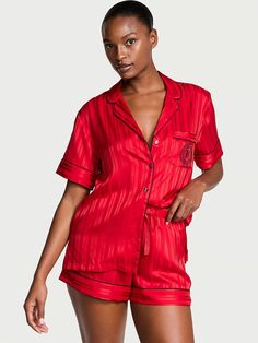 Buy Satin Short Pajama Set - Order Pajamas Sets online 5000006214 - Victoria's Secret US Victoria Secret Christmas, Pajamas Silk, College Girl Gifts, Silk Pjs, Lingerie Catalog, Pajamas Sets, Satin Short, Top Hits, Beauty Sleep