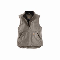 This women's fleece-lined canvas vest helps take the bite out of cold weather. Legendary Carhartt durability holds up to work, farm, and ranch wear, while a soft sherpa fleece lining offers everyday comfort. Multiple pockets give you plenty of storage options. Womens Carhartt Vest, Carhartt Vest Outfit, Carhartt Vest, Womens Sherpa, Western Wear Outfits, Cute Country Outfits, Carhartt Womens, Taupe Grey, Carhartt Women