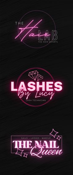 Neon Pink Logo Templates for canva Logo Design For Hair Business, Brand Names For Hair Business, Lash And Nails Business Name, How To Start Hair Business, Lash Business Logo Design Ideas, Lash Tech Name Ideas Logo, Hair Stylist Logo Ideas, Rebranding Hair Business, Lash Extension Name Ideas