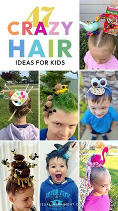 Mermaid Crazy Hair Day, Crazy Hair For Kids, Crazy Hair Day Ideas, Short Hair For Kids, Halloween Fest, Wacky Hair Days, Going Out Hairstyles, Crazy Hats, Crazy Hair Day