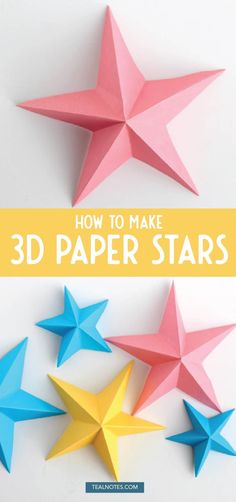 how to make 3d paper stars that look like they have been folded in different colors