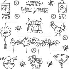 happy new year coloring pages for kids to print out and color on the page,