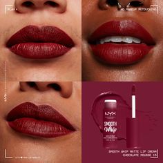 Nyx Chocolate Mousse, Best Make Up Products 2023, Lipstick That Stays On All Day, Nyx Smooth Whip, Nyx Swatches, Makeup Organizing, Budget Makeup, Lip Combos, Lip Tutorial