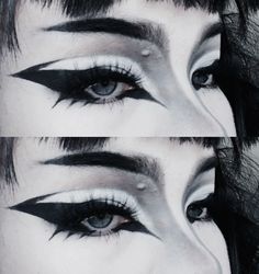 gothic eye makeup inspo, alternative, alt, black and white makeup, big eyeliner, goth nose contour, inspiration Sleep Token Makeup Ideas, Gothic Style Makeup, Gothic Make Up Ideas, Goth Makeup Looks Trad, Goth Make Up Look, Black And White Goth Makeup, Classic Goth Makeup, Goth Makeup Without White Base, Goth Nose Contour