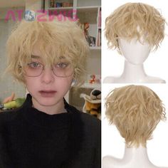 Short Curly Cosplay Men Boy Party Blonde Wigs Wave Hair Synthetic Hair Wigs  | eBay Blonde Wig, Wigs Hair Extensions, Short Curly, Men Boys, Boy Party, Hair Waves, Synthetic Hair, Hair Pieces, Hair Extensions