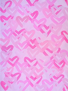 an abstract painting with pink and white shapes on a light pink background that resembles the shape of hearts