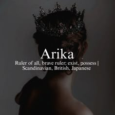 the back of a woman's head wearing a tiara with words above it