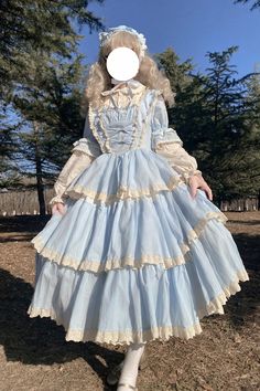 Fabric: Polyester, Chiffon Style types: Sweet Lolita Season: Spring, Summer, Autumn, Winter Include: Dress*1 (Any of the accessory is not included.) Size (IN) Bust Shoulder Width Length S 33.86 14.57 57.09 M 37.01 14.96 58.27 L 38.58 15.35 59.84 Size (CM) Bust Shoulder Width Length S 86 37 145 M 94 38 148 L 98 39 152 Harajuku Fashion Aesthetic, Reference Clothes, Lolita Outfit, Art Modeling, Style Types, Chiffon Style, Angel Cake, Fantasy Dresses, Chiffon Fashion