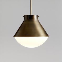 a light that is hanging from a ceiling fixture with a white ball on it's end