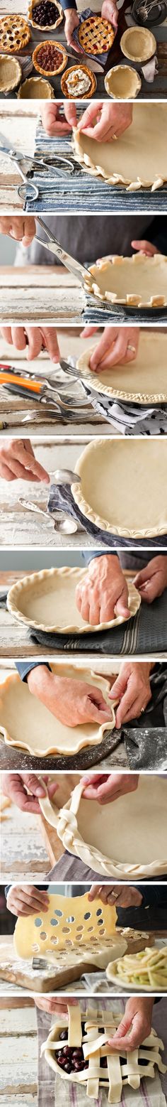 several stacks of pie pans with hands reaching for each other to bake them