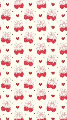 a pattern with hearts and cherries on it