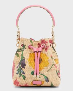 Get free shipping on Jimmy Choo Bon Bon Floral-Print Raffia Bucket Bag at Neiman Marcus. Shop the latest luxury fashions from top designers. Raffia Bucket Bag, Bon Bon, Pretty Bags, Unique Bags, Bags Designer Fashion, Tote Purse, Branded Bags