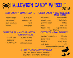 the halloween candy workout list is shown