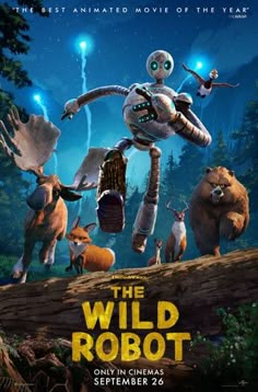 the movie poster for the animated film, the wild robot