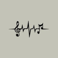 the word music is written in black ink on a gray background with musical notes and clefs