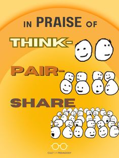 an image of the words in praise of think - parr share with smiley faces