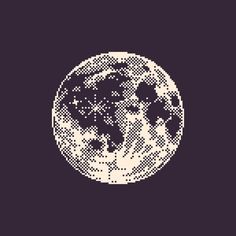 an old pixellated image of the moon with trees on it in black and white